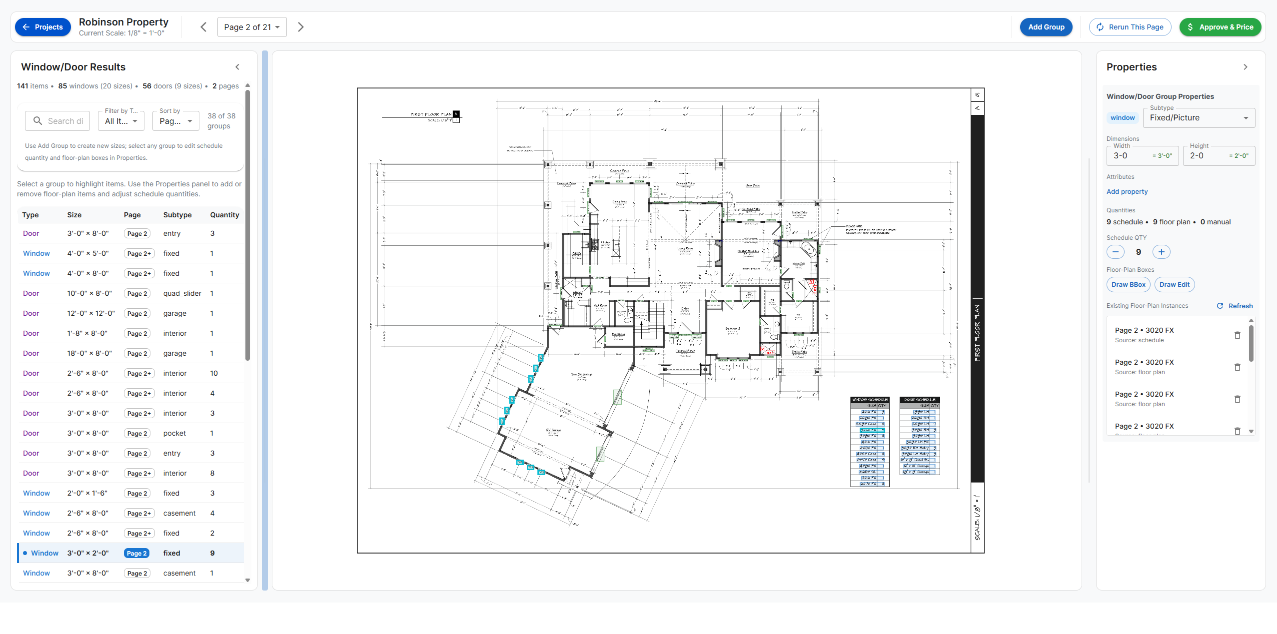 Apex Estimate Software Interface
